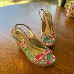 Lilly Pulitzer wedge heels. Size 9. Barely worn